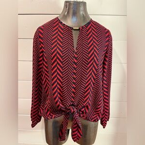 ❤️ MICHAEL MICHAEL KORS – Tie-Front Chevron Blouse – Size S